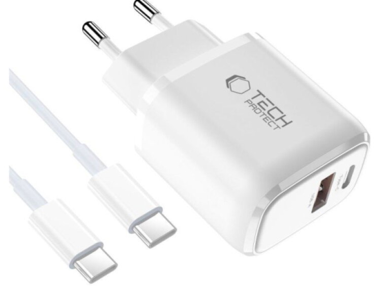 Nabíjecí USB adaptér do sítě - Tech-Protect, NCA30 PD30W/QC3.0 + USB-C kabel