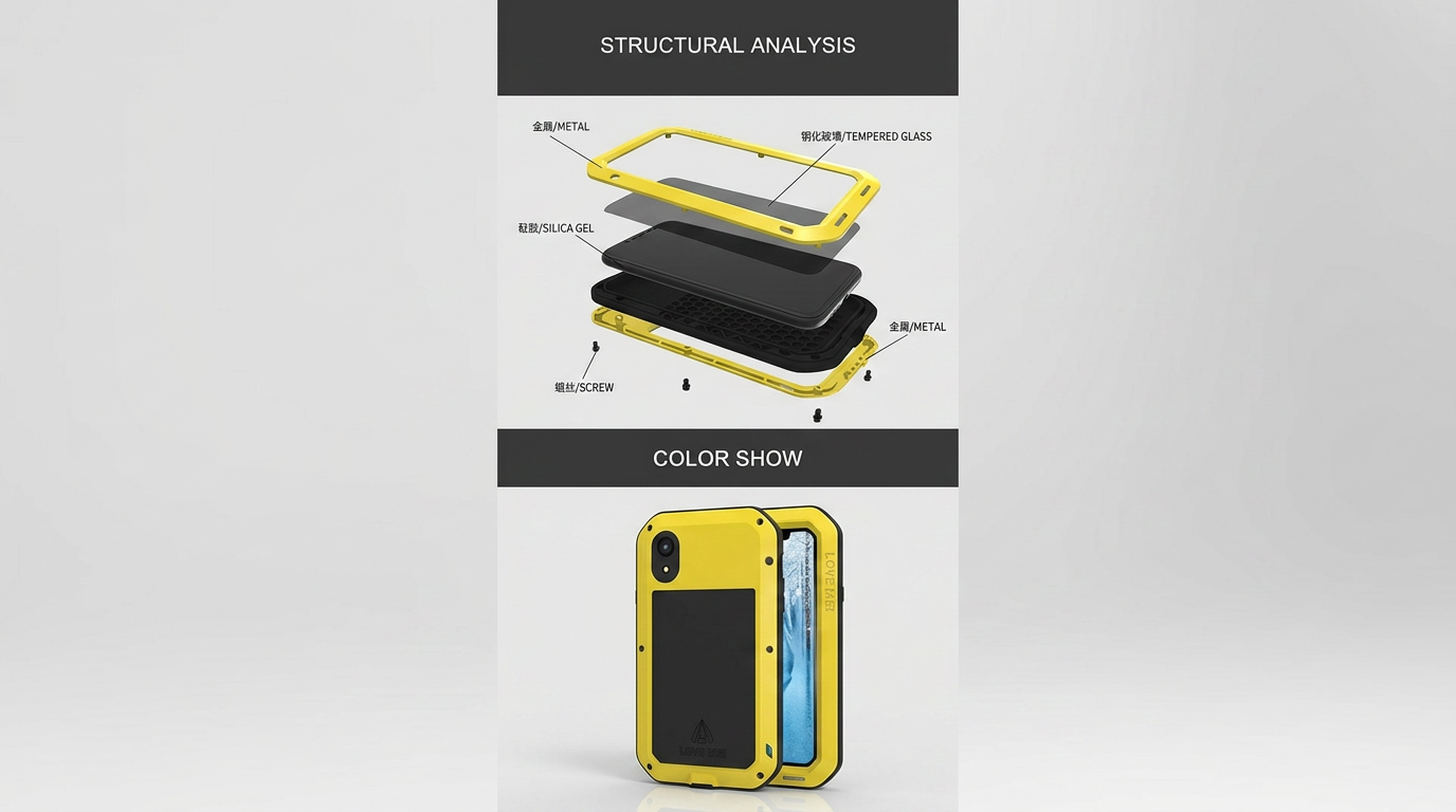 Ochranný kryt pro iPhone XR - LOVE MEI, POWERFUL YELLOW