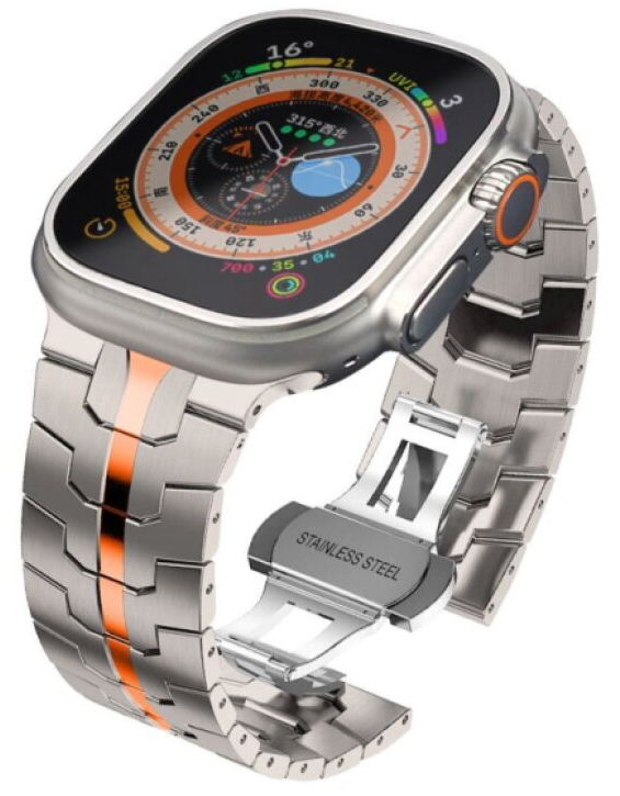 Řemínek na Apple Watch 44mm / 45mm / 46mm / 49mm - Tech-Protect, Stainless Line Orange