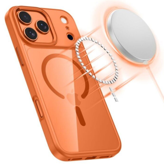 Ochranný kryt na iPhone 17 Pro MAX - Tech-Protect, Magmat MagSafe Orange/Clear