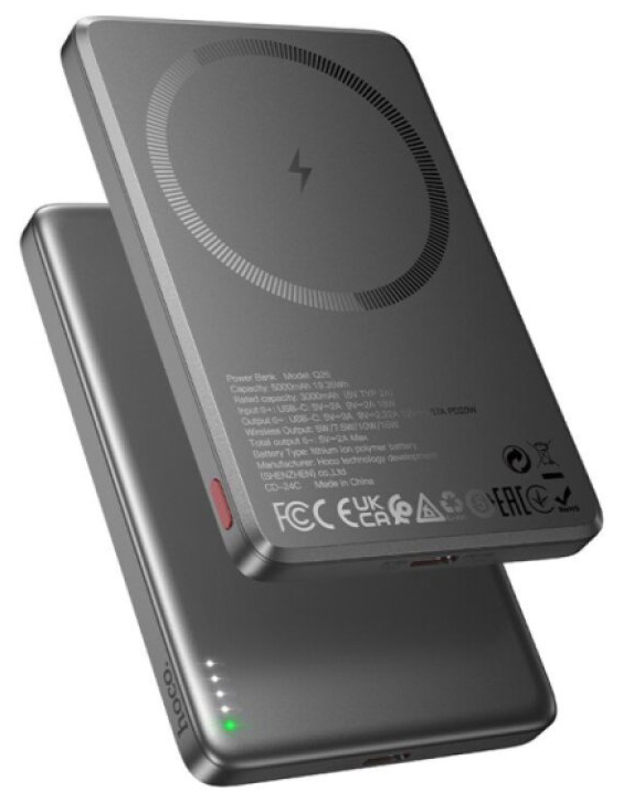 Powerbanka s MagSafe pro iPhone - Hoco, Q26A Joy PD20W 5000mAh Metal Gray