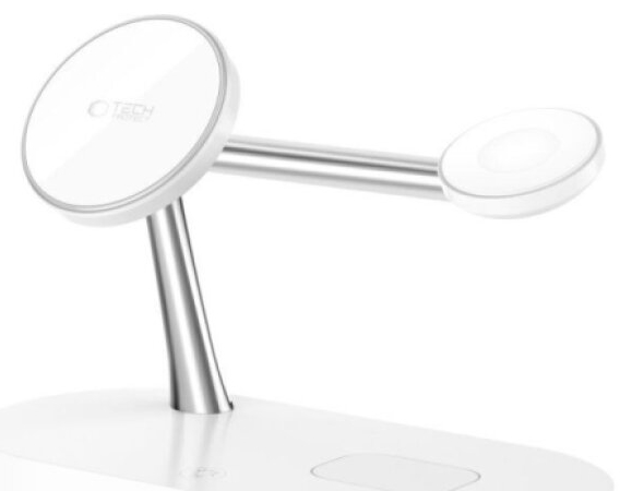 Bezdrátová rychlá nabíječka pro iPhone, AirPods a Apple Watch - Tech-Protect, A12 MagSafe Wireless Charger White