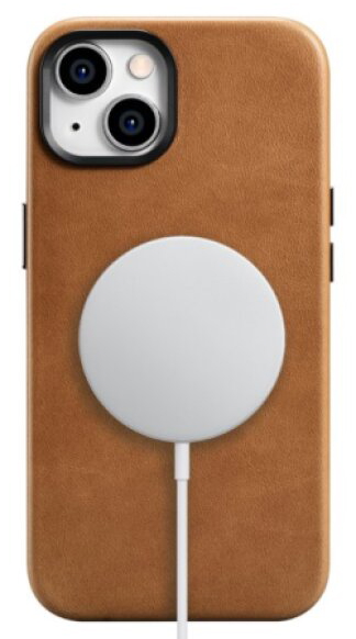 Kožený obal na iPhone 14 - iCarer, OilWax MagSafe Camel