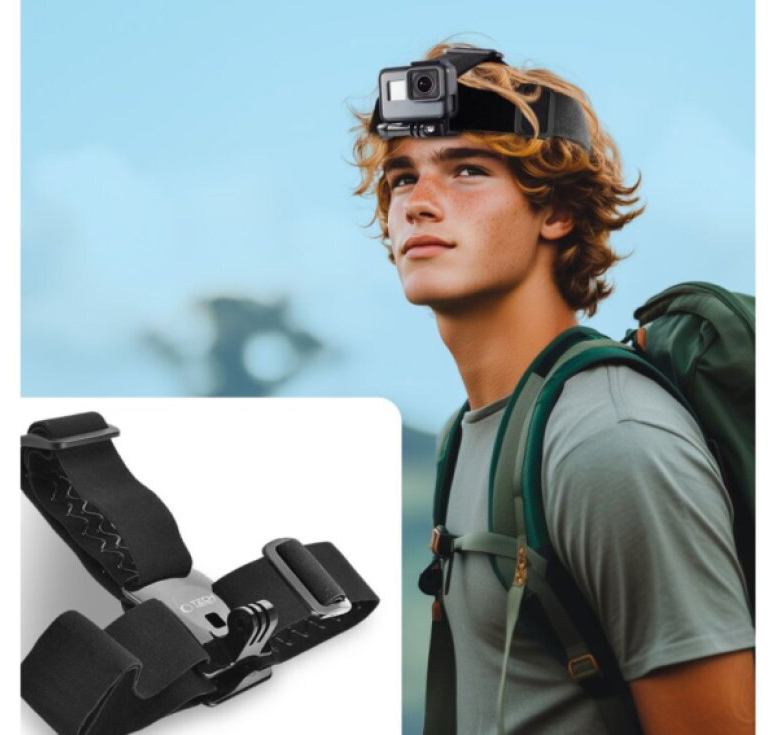 Čelenka na hlavu pro kameru GoPro - Tech-Protect, GA100 Black