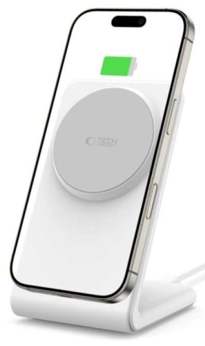 Bezdrátová rychlá nabíječka pro iPhone - Tech-Protect, QI15W-A38 MagSafe Wireless Charger White