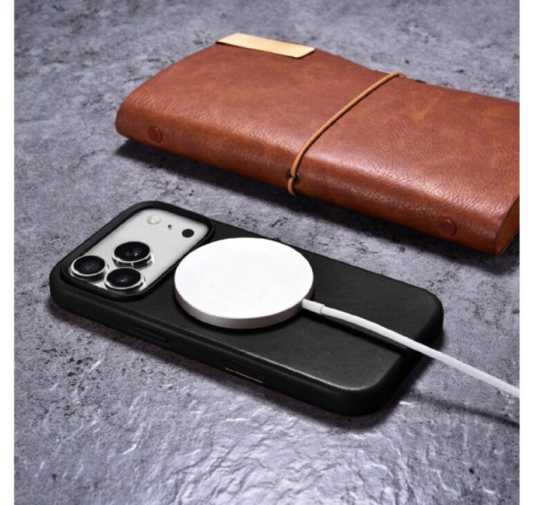 Kožený obal na iPhone 17 Pro MAX - iCarer, OilWax MagSafe Black