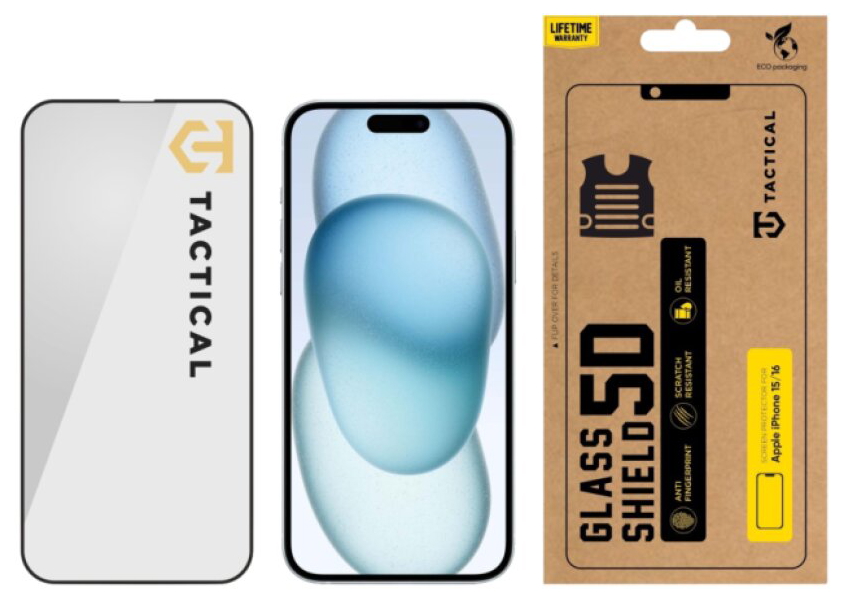 Ochranné tvrzené sklo na iPhone 15 / 16 - Tactical, Glass Shield 5D