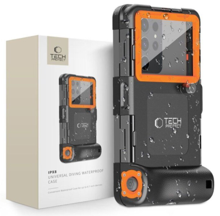 Univerzální voděodolné pouzdro - Tech-Protect, IPX8 Diving Waterproof Case Orange