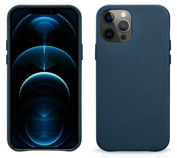 Kožený kryt na iPhone 12 / 12 Pro - iCarer, Original Blue