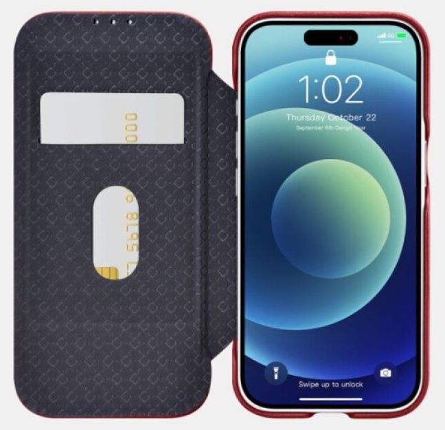 Knížkové pouzdro na iPhone 17 Pro MAX - iCarer, Oil Wax Real Leather MagSafe Red
