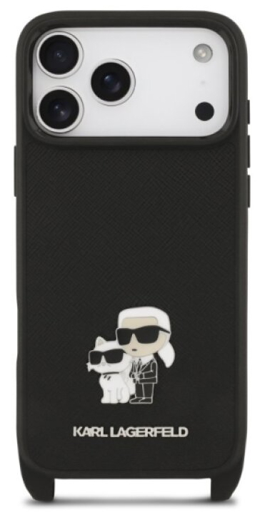 Ochranný kryt na iPhone 17 Pro - Karl Lagerfeld, Saffiano Crossbody Karl and Choupette Black