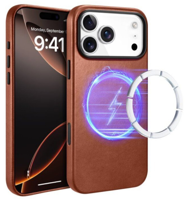 Kožený obal na iPhone 17 Pro MAX - iCarer, OilWax MagSafe Brown