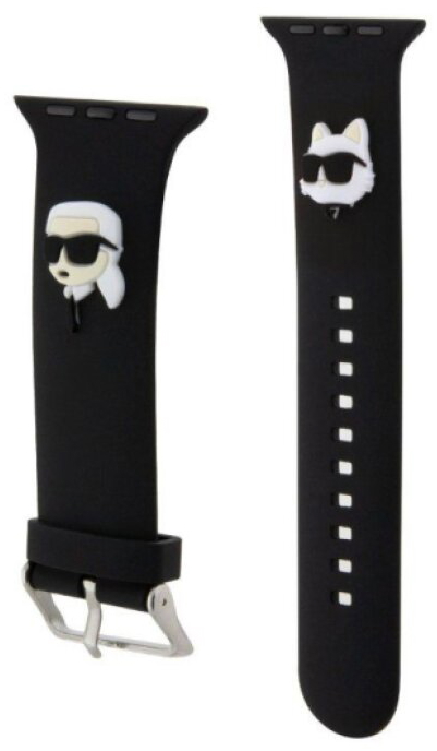 Řemínek pro Apple Watch 38mm / 40mm / 41mm / 42mm - Karl Lagerfeld, Karl and Choupette Head NFT Black