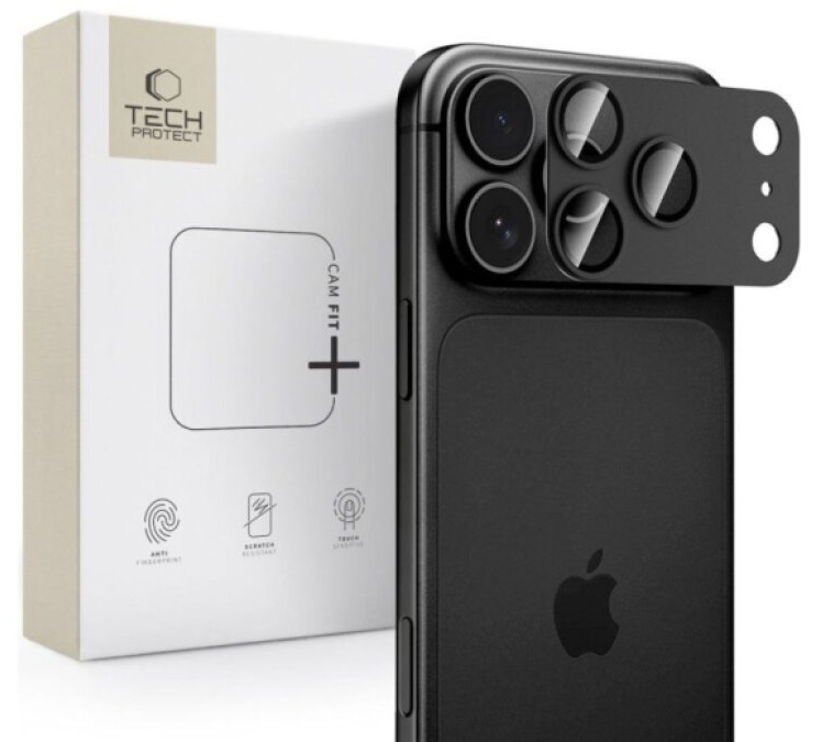 Ochrana na zadní kameru iPhone 18 Pro MAX - Tech-Protect, CamFull Fit+ Black
