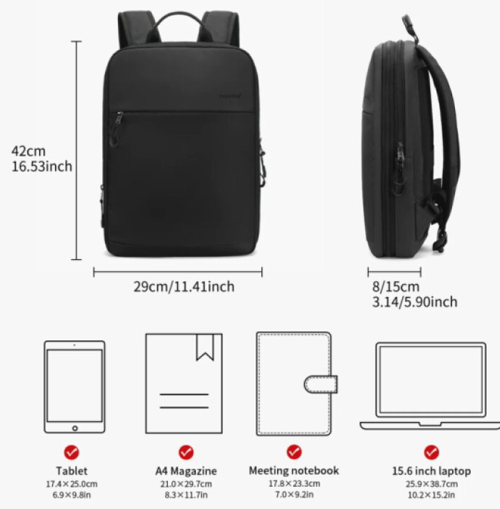 Městský batoh 15.6'' - Tigernu, T-B9013 Black