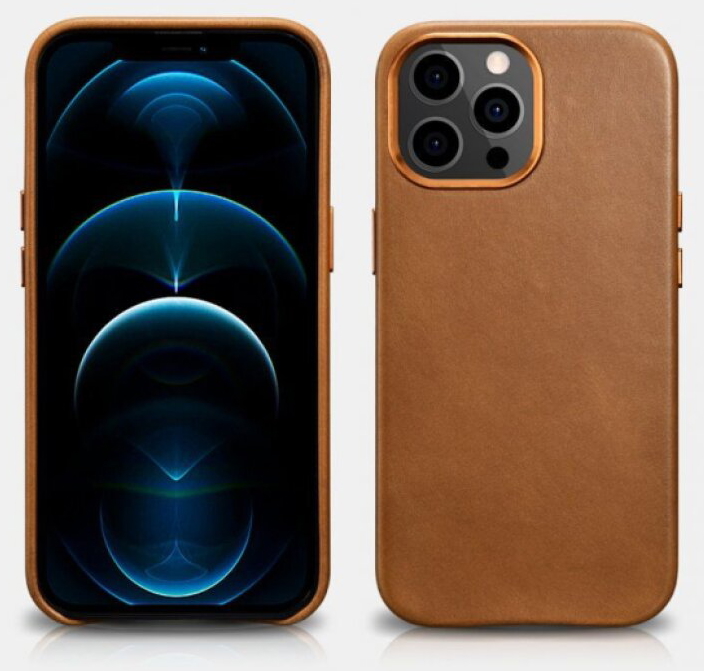 Kožený kryt na iPhone 13 Pro MAX - iCarer, Oil Wax with MagSafe Brown