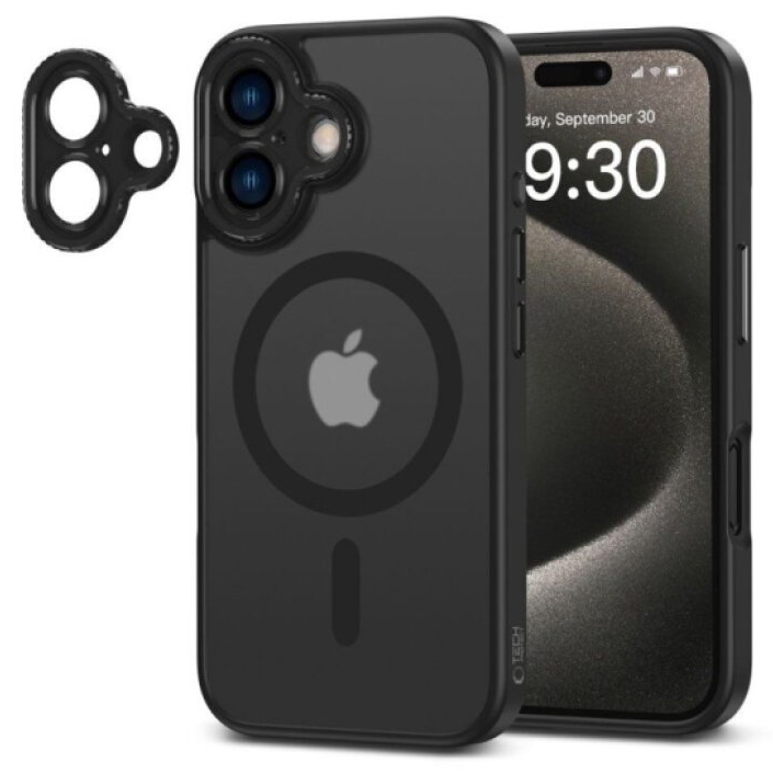 Ochranný kryt na iPhone 16 - Tech-Protect, Magcam MagSafe Matte Black