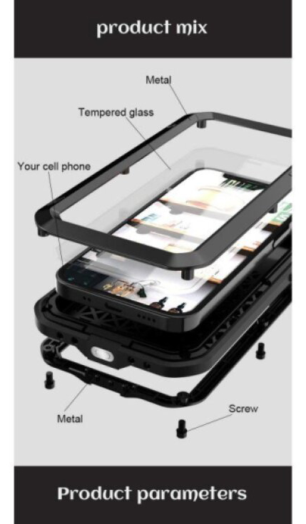 Ochranný kryt pro iPhone 12 - LOVE MEI, Powerful Black