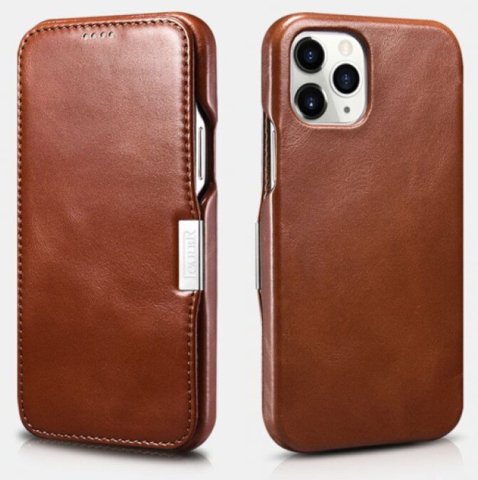Knížkové pouzdro pro iPhone 12 Pro MAX - iCarer, Vintage Brown