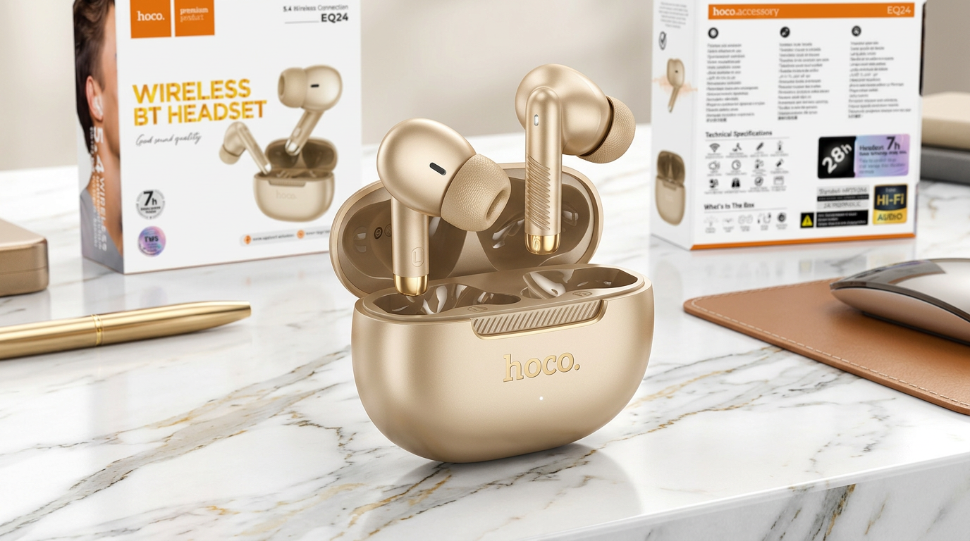 Bezdrátová sluchátka - Hoco, EQ24 Estrella Monet Gold