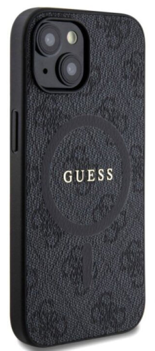 Ochranný kryt na iPhone 15 - Guess, 4G Colored Ring MagSafe Black