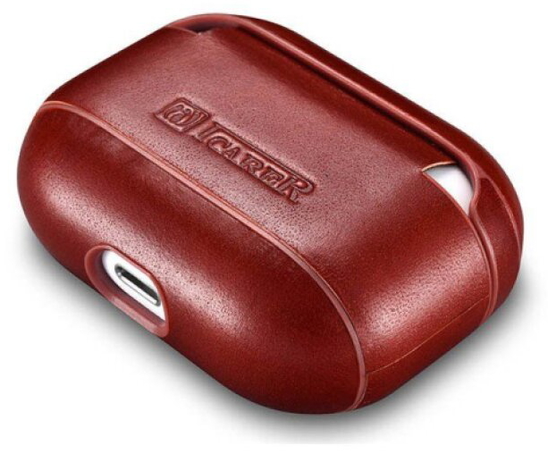 Kožené pouzdro na sluchátka AirPods Pro 1/2 - iCarer, Vintage Red