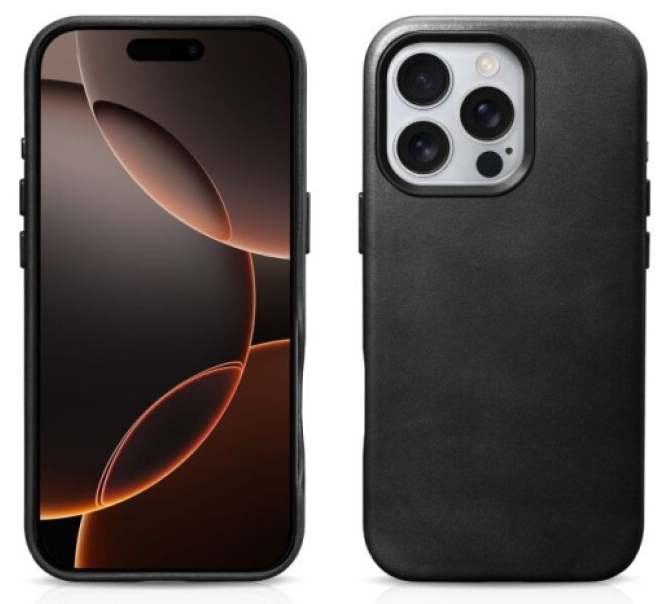 Kožený obal na iPhone 16 Pro MAX - iCarer, OilWax MagSafe Black