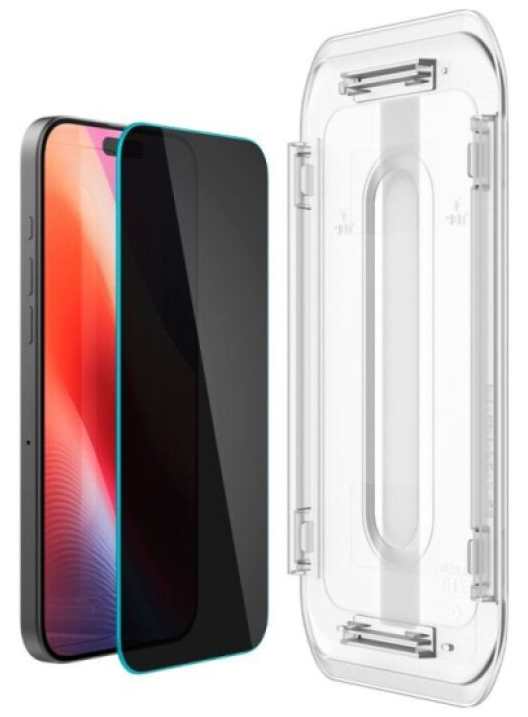 Ochranné tvrzené sklo na iPhone 17 / 17 Pro / 16 Pro - Spigen, Glas.tR EZ Fit Privacy (2ks s aplikátorem)