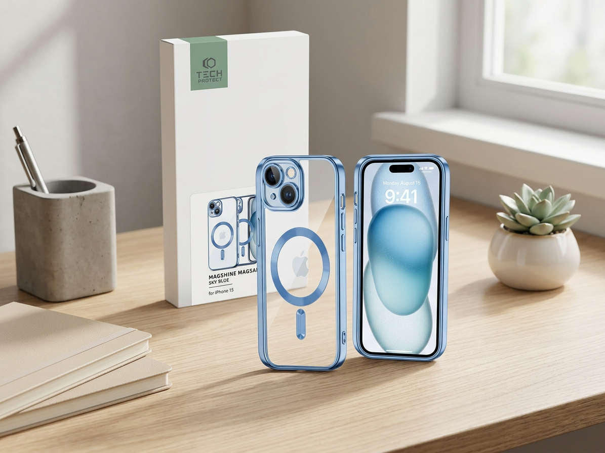Ochranný kryt na iPhone 15 - Tech-Protect, Magshine MagSafe Sky Blue