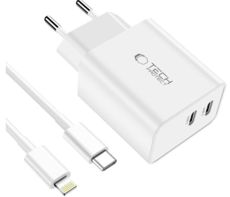 Rychlá nabíječka do sítě - Tech-Protect, C35W PD35W + Lightning kabel