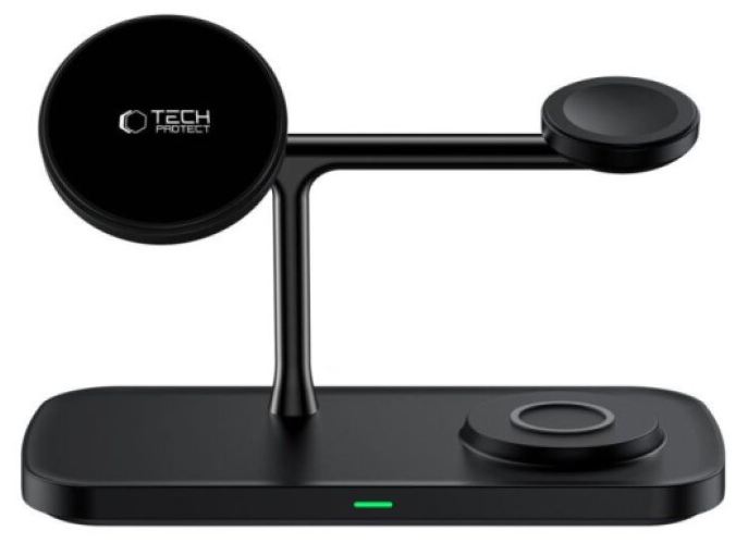 Bezdrátová rychlá nabíječka pro iPhone, AirPods a Apple Watch - Tech-Protect, QI15W-A45 MagSafe Wireless Charger Black