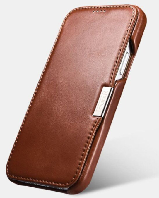 Knížkové pouzdro pro iPhone 12 Pro MAX - iCarer, Vintage Brown