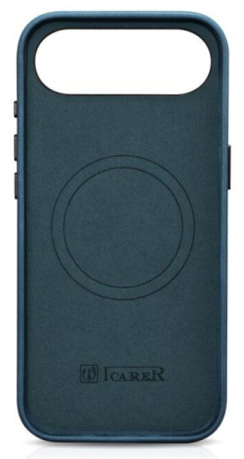 Kožený obal na iPhone Air - iCarer, OilWax MagSafe Blue
