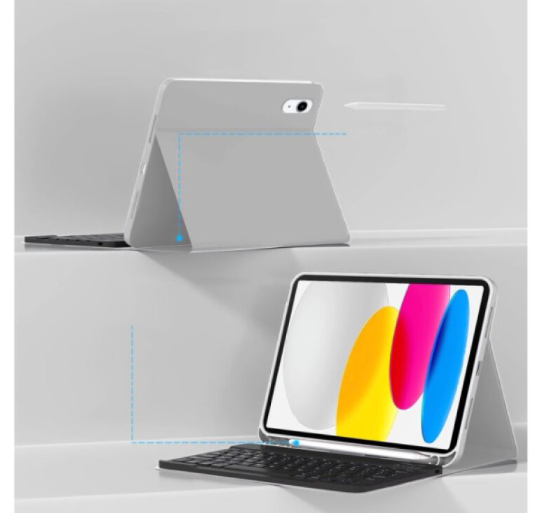 Pouzdro s klávesnicí pro iPad 11 (2025) / iPad 10.9 (2022) - Tech-Protect, SmartCase Gray