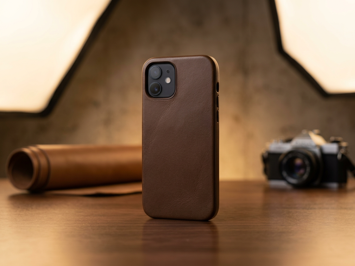 Kožený kryt na iPhone 12 mini - iCarer, Real Leather with MagSafe Brown