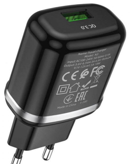 Nabíjecí USB adaptér - Hoco, N3 QC3.0 18W Black