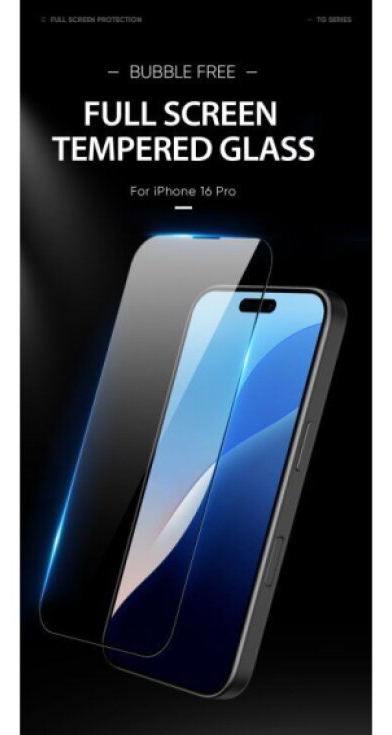 Ochranné tvrzené sklo na iPhone 16 Pro - DuxDucis, Full Glass Black