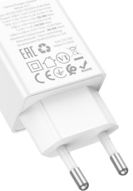 Rychlá nabíječka do sítě - Hoco, N71 Nuevo PD30W/QC3.0 White