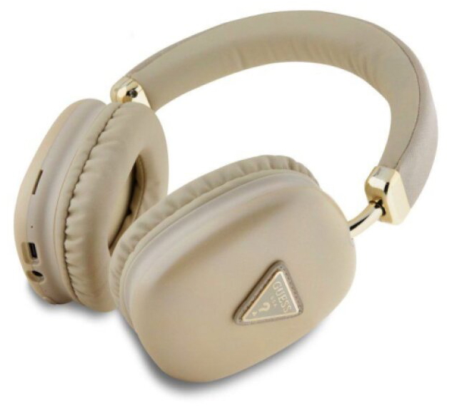 Bezdrátová náhlavní sluchátka - Guess, Saffiano Triangle Logo Gold