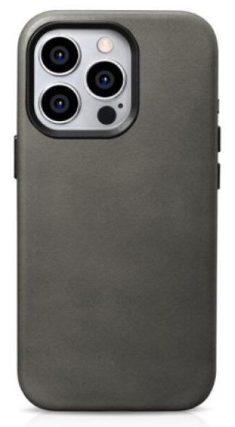 Kožený obal na iPhone 15 Pro MAX - iCarer, OilWax MagSafe Gray