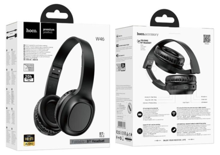 Bezdrátová náhlavní sluchátka - Hoco, W46 Charm Black