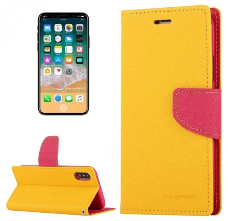 Pouzdro / kryt pro iPhone XS / X - Mercury, Fancy Diary YELLOW/HOTPINK