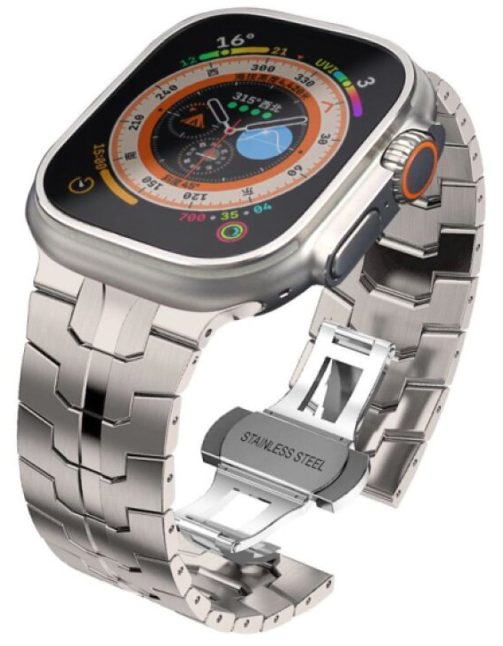 Řemínek na Apple Watch 44mm / 45mm / 46mm / 49mm - Tech-Protect, Stainless Line Titanium