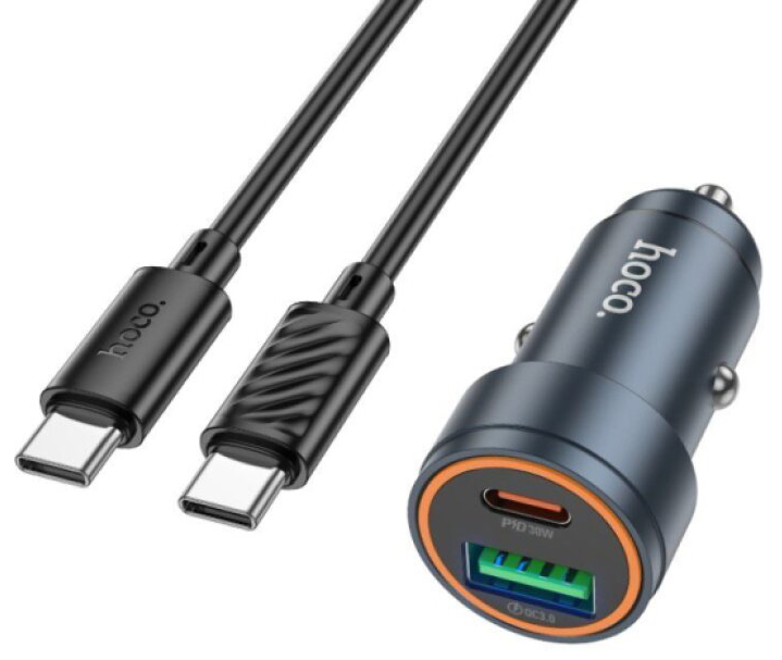 Auto-nabíječka - Hoco, Z57A Glorious PD30W/QC3.0 + USB-C kabel
