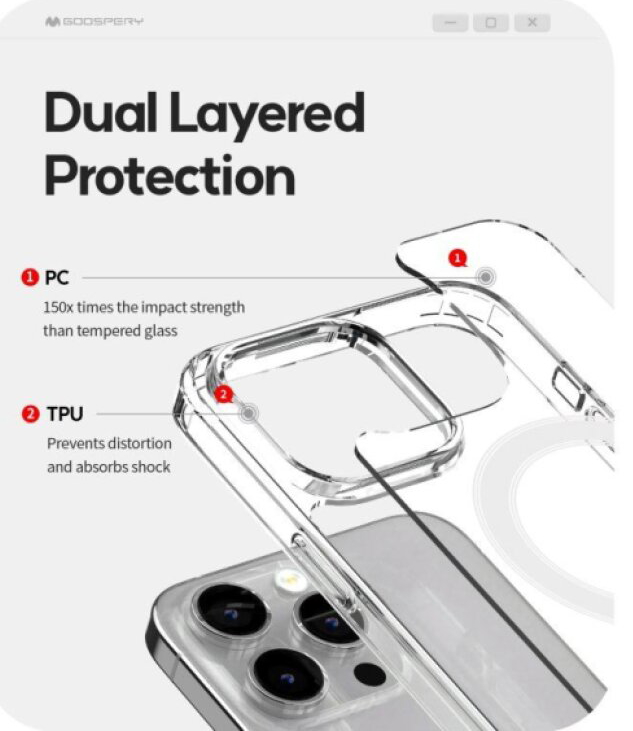 Ochranný kryt na iPhone 15 Pro MAX - Mercury, JelHard MagSafe Transparent