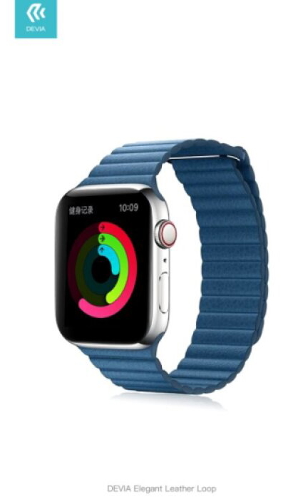 Řemínek pro Apple Watch 38mm / 40mm / 41mm / 42mm - Devia, LeatherLoop Cape Cod Blue
