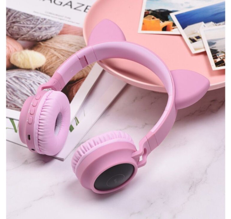 Bezdrátová náhlavní sluchátka - Hoco, W27 CatEar Pink
