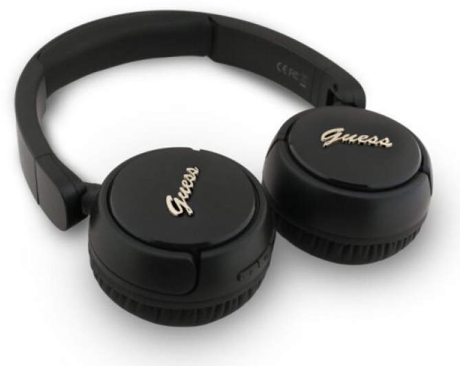 Bezdrátová náhlavní sluchátka - Guess, Script Metal Logo Black