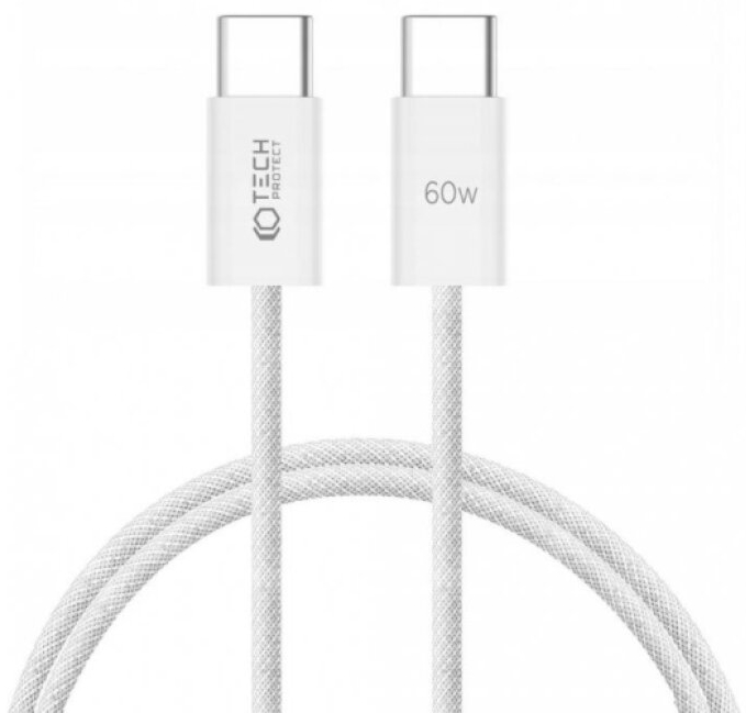 Kabel USB-C to USB-C - Tech-Protect, Ultraboost PD60W/3A White 100cm