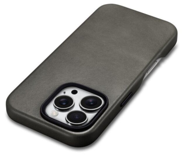 Kožený obal na iPhone 16 Pro MAX - iCarer, OilWax MagSafe Gray